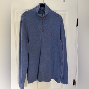 Polo 1/4 zip sweater light blue